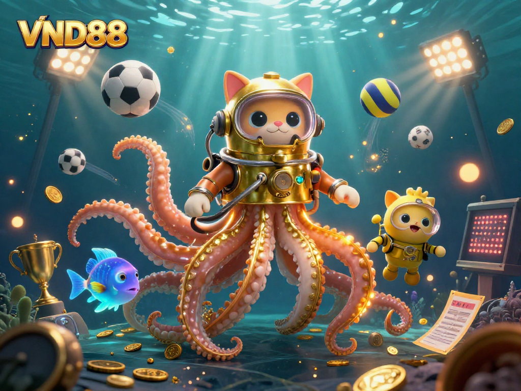 Experience the thrill of wins with VND88 in a vibrant underwater casino scene.